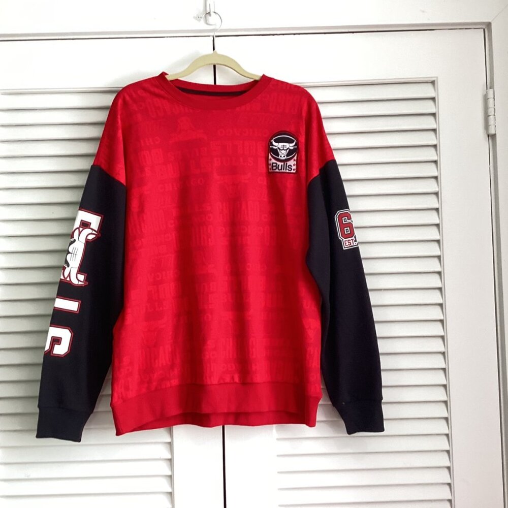 Chicago Bulls NBA Red/Black “Established 1966" Long Sleeve Sweatshirt Mens Size